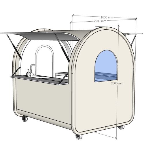 Food truck Krémový 1,6 m široký  barva 9001  materiál lamino