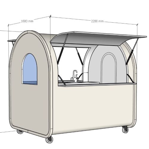 Food truck Krémový 1,6 m široký  barva 9001  materiál lamino